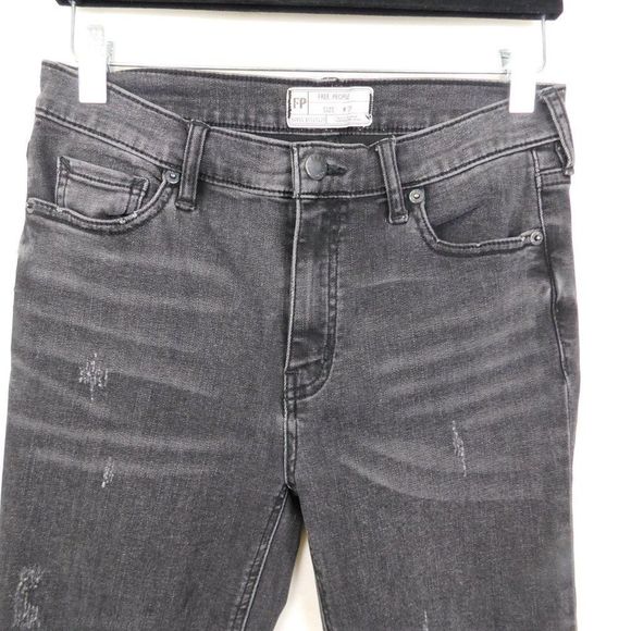 Free People Frayed Skinny Jeans Black 27 - Picture 4 of 10